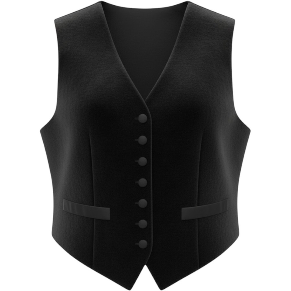 Vintage Metropolitan New York Black Cotton Velvet Vest NWT V-Neck Cinch Back L
